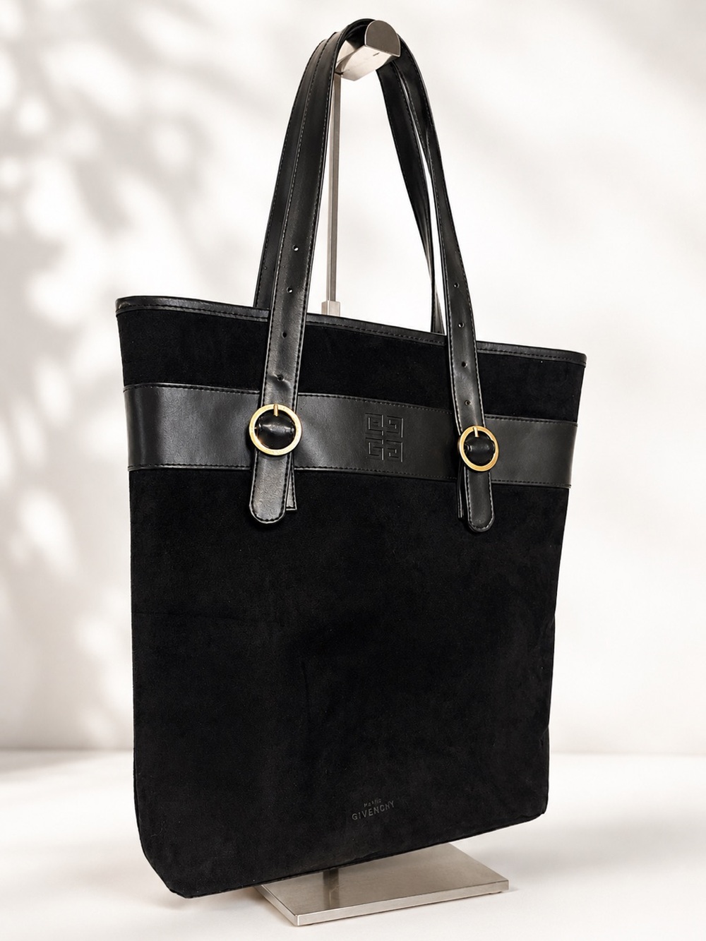Givenchy Parfumes Gift Black Suede & Leather Tote Gold Hardware